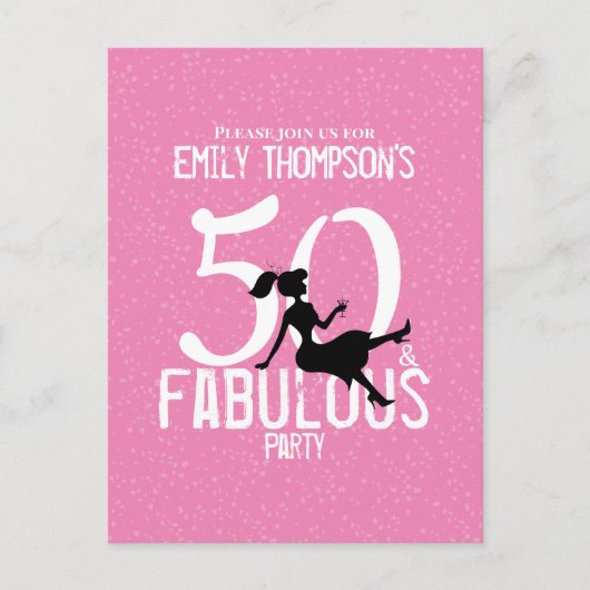 誕生日50と素晴らしいスタイリッシュ可愛いピンク ポストカード (正面)
