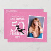 誕生日50と素晴らしいフォトピンクのカクテル ポストカード (正面/裏面)
