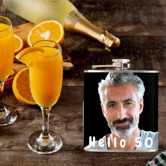誕生日50の写真の男の文字 フラスク