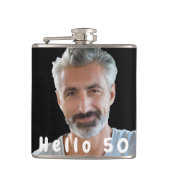 誕生日50の写真の男の文字 フラスク (正面)