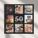 誕生日50カスタムフォトコラージブラックモノグラム フェイクキャンバスプリント<br><div class="desc">50歳ユニーク（または任意の年齢）の誕生日ギフトや記念祝品、あなたの写真のコラージュで彼女の人生。彼女の家族、友人、ペット、趣味、または夢の旅行先の画像を追加。名前、年齢50と日付をパーソナライズして追加。白と灰色の文字。シックな黒の背景。白やバラの金ゴールド色の背景を持つ当店でも販売されている。</div>