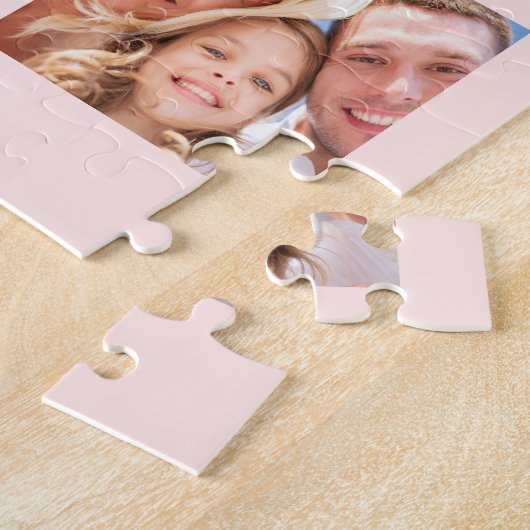 誕生日50カスタムフォトバラ金ゴールド赤面ピンク ジグソーパズル (側面)