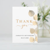 誕生日50ゴールデンユーカリエレガント サンキューカード (スタンド正面)