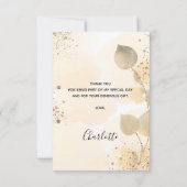 誕生日50ゴールデンユーカリモダングリッター サンキューカード (裏面)