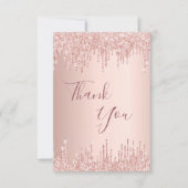 誕生日50バラ金ゴールドグリッタードライ感謝していブアップ サンキューカード (正面)