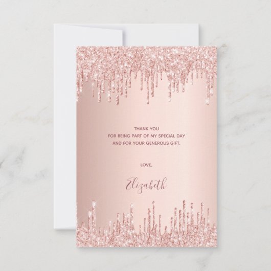 誕生日50バラ金ゴールドグリッタードライ感謝していブアップ サンキューカード (裏面)