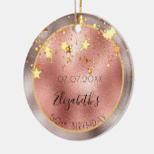 誕生日50バラ金ゴールド星の名前の友最高の達 セラミックオーナメント (左)