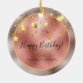 誕生日50バラ金ゴールド星の名前の友最高の達 セラミックオーナメント (裏面)