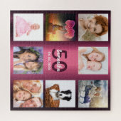 誕生日50フォトコラージュ女性パープル ジグソーパズル (横)
