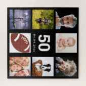 誕生日50フォトコラージュ男の男性ブラック ジグソーパズル (横)