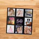 誕生日50フォトコラージュ黒人女性 ジグソーパズル<br><div class="desc">女性の50歳(または任意の年齢)の誕生日のための贈り物,あなたの写真祝の8のコラージュで彼女の人生。名前、年齢50と日付のテンプレート。誕生日又は記念日紫と白の文字。シックな黒の背景色。</div>