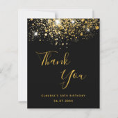 誕生日50ブラック金ゴールド予算サンキューカード (正面)