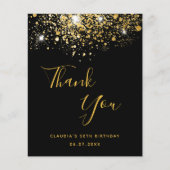 誕生日50ブラック金ゴールド予算サンキューカード (正面)