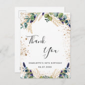 誕生日50ユーカリ感謝していグリー ポストカード (正面/裏面)