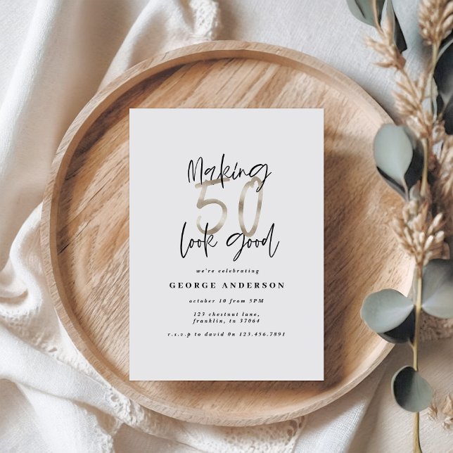 誕生日50歳の黒銀エレガントモダン (クリエイターアップロード済み)