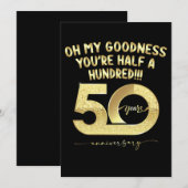 誕生日50歳 えっ 半分100歳なの 招待状 (正面/裏面)