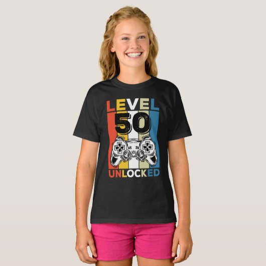 誕生日50番目のレベルのロック解除された50ゲームヴィンテージ Tシャツ (正面フル)