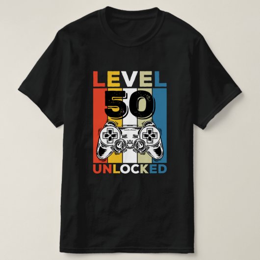 誕生日50番目のレベルのロック解除された50ゲームヴィンテージ Tシャツ (デザイン正面)