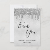 誕生日50銀グリッタードリップグラマラス サンキューカード (正面)