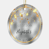 誕生日50銀金ゴールド光沢のある星の名前 セラミックオーナメント (左)