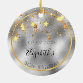 誕生日50銀金ゴールド光沢のある星の名前 セラミックオーナメント (裏面)