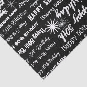 誕生日50thまたは任意の年齢の白いフォントBlk Back 薄葉紙 (詳細)