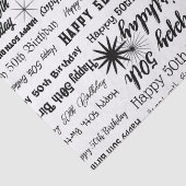 誕生日50thまたは任意の年齢黒フォント戻る 薄葉紙 (詳細)