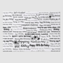 誕生日50thまたは任意の年齢黒フォント戻る 薄葉紙