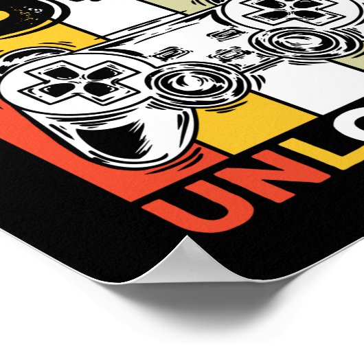 誕生日54番目のレベルのアンロック54ゲームヴィンテージ ポスター (角)