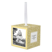 誕生日55の記念品-金ゴールドか白い数パターン キューブオーナメント (裏面アングル)