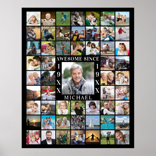 誕生日55フォトコラージュ素晴らしSINCE ポスター (正面)