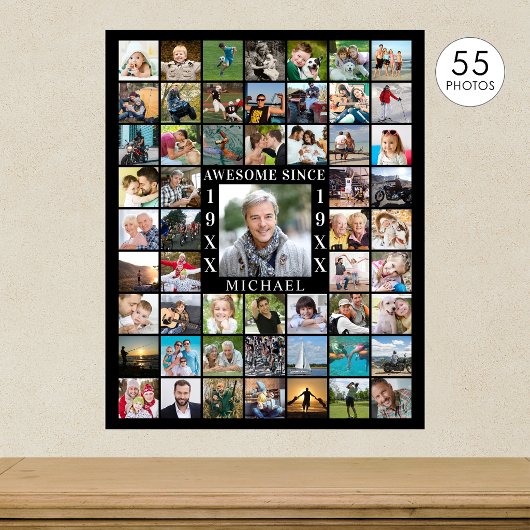 誕生日55フォトコラージュ素晴らしSINCE ポスター