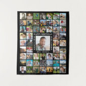 誕生日55フォトコラージュ背景 タペストリー (正面)