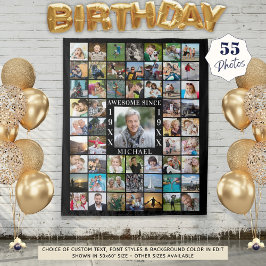 誕生日55周年 フォトコラージュ 背景 すごい タペストリー