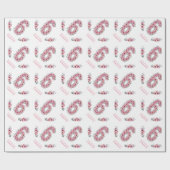 誕生日6人目ガールピンクの花緑 ラッピングペーパー (フラット)