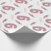 誕生日6人目ガールピンクの花緑 ラッピングペーパー (角)
