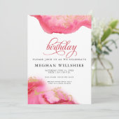 誕生日7月ルビーウォーターカラーゲード 招待状 (スタンド正面)