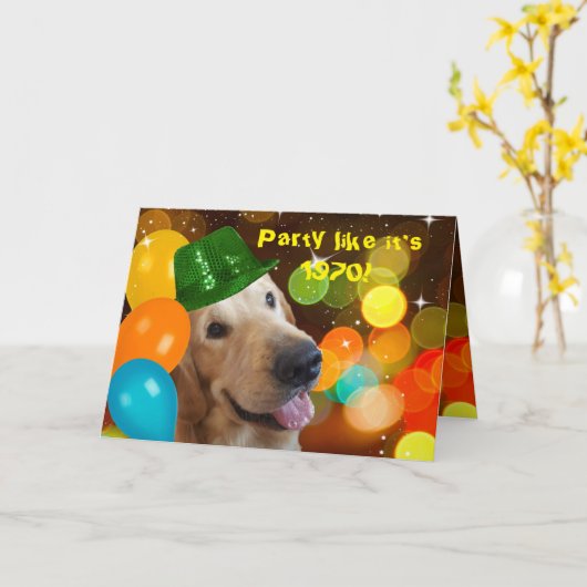 誕生日70'sディスコ カード (黄色い花)