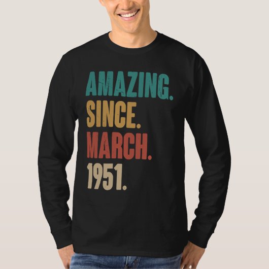 誕生日72nd飾り驚き1951年3月から tシャツ (正面)