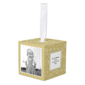 誕生日75の記念品-金ゴールドか白い数パターン キューブオーナメント (正面アングル)