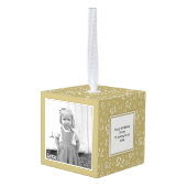 誕生日75の記念品-金ゴールドか白い数パターン キューブオーナメント (裏面アングル)