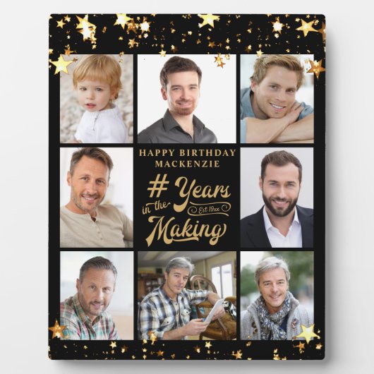 誕生日8フォトコラージュの年を作る星 フォトプラーク (正面)