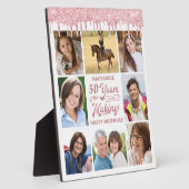 誕生日8写真バラ金ゴールドピンクグリッタードリップ フォトプラーク (側面)