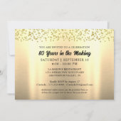 誕生日80年のメタリック・金ゴールド・フォト 招待状 (裏面)