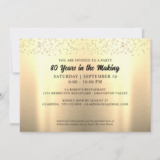 誕生日80年のMaking 2写真金ゴールド 招待状 (裏面)