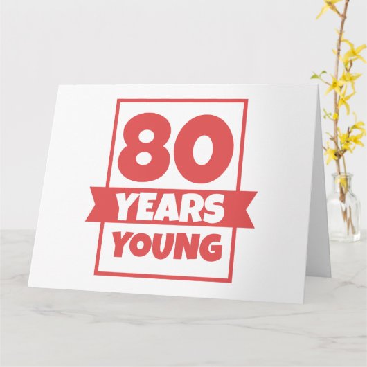 誕生日80年ヤング80thギフトおもしろいアイディア カード (黄色い花)