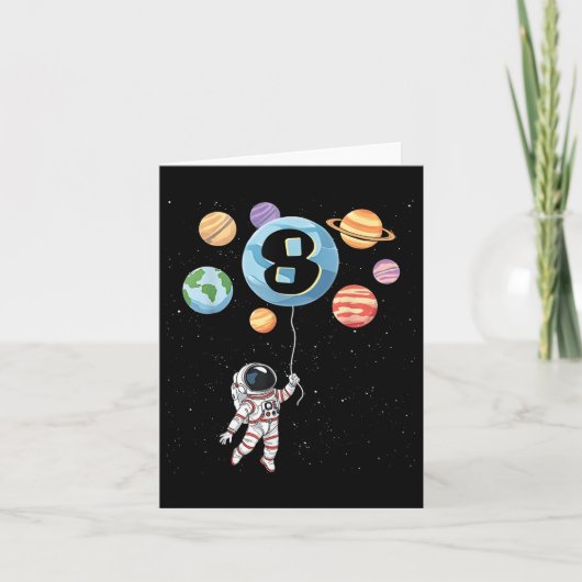 誕生日8th宇宙飛行士8年の古い宇宙惑星少年 カード (正面)
