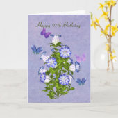 誕生日97番蝶と釣り花 カード (黄色い花)