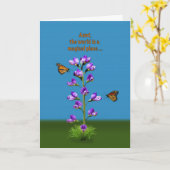 誕生日、おばさん、スイートピースと蝶 カード (黄色い花)