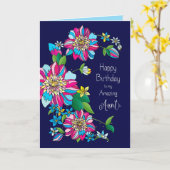 誕生日、おばさん、明るいはっきりした花とカラフル花 カード (黄色い花)